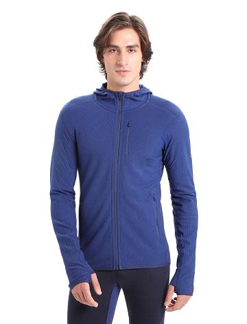 Icebreaker RealFleece™ Merino Descender Long Sleeve Zip Hood Miesten Huppari Kuninkaallinen Sininen Laivastonsininen | FI 1254PJJQ